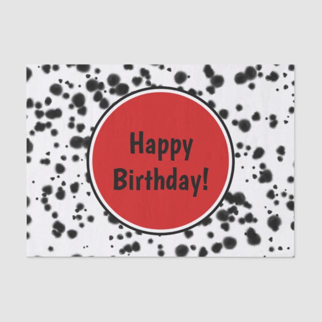Black White Red Dalmatian Spots Birthday Party Tissue Paper (Front)