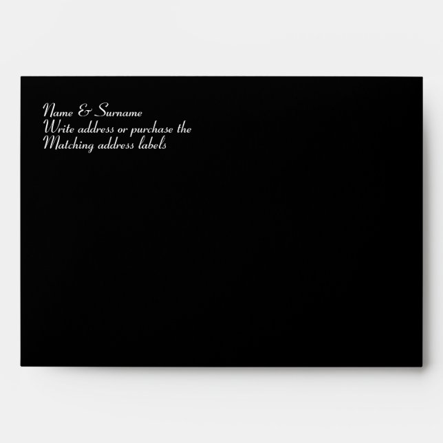 Black white red damask wedding engagement envelope (Front)