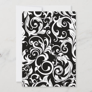 Black White & Red Damask Wedding Invitations
