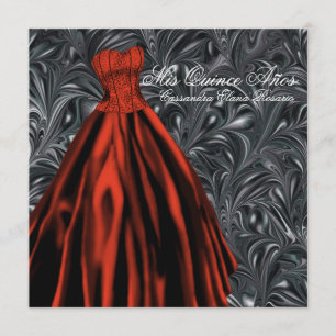 Black White Red Dress Black Red Quinceanera Invitation