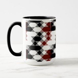 black white red geometric mug