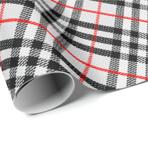 Black White Red Gingham   Classic Chequered Fabric Wrapping Paper