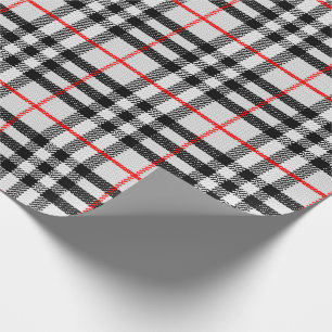 Black White Red Gingham   Classic Chequered Fabric Wrapping Paper