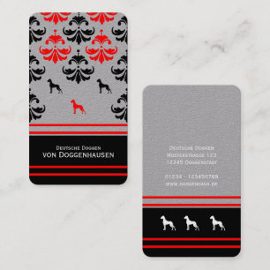 Black White Red Great Dane Business Card