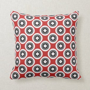 Black White Red Grey Pattern Cushion