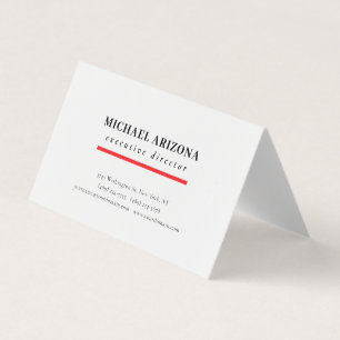Black White Red Minimalist Simple Plain Business Card