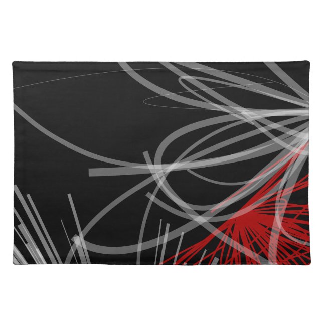 Black White & Red Modern Abstract Ribbons Placemat (Front)