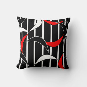 Black, white, red modern art cushion
