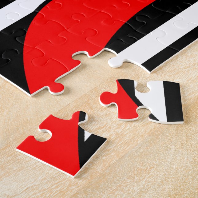 Black, white, red modern art jigsaw puzzle (Side)