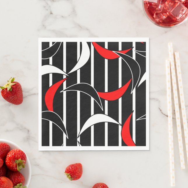 Black, white, red modern art napkin (Insitu)