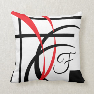Black White Red Modern Curved Design Cushion