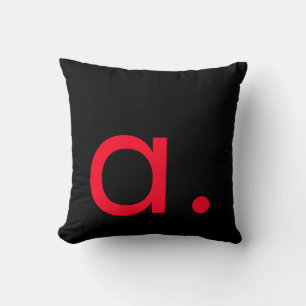Black White Red Monogram Initial Letter Modern Cushion