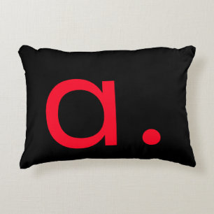 Black White Red Monogram Initial Letter Modern  Decorative Cushion