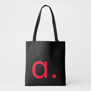 Black White Red Monogram Initial Letter Modern  Tote Bag
