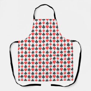 Black/White/Red Playing Card All Symbols Lino Cut Apron
