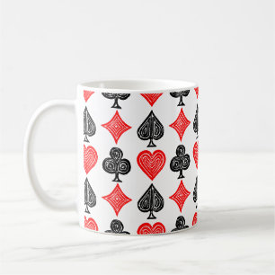 Black/White/Red Playing Card All Symbols Lino Cut Coffee Mug