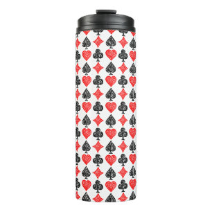 Black/White/Red Playing Card All Symbols Lino Cut Thermal Tumbler