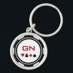 Black White Red Poker Chip Las Vegas Casino Key Ring<br><div class="desc">Hold onto your keys with style with this fun black and white poker chip keychain! Customise it with your initials. Makes a great gift for the poker player in your life as well.</div>