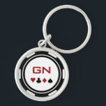 Black White Red Poker Chip Las Vegas Casino Key Ring<br><div class="desc">Hold onto your keys with style with this fun black and white poker chip keychain! Customise it with your initials. Makes a great gift for the poker player in your life as well.</div>