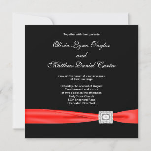 Black White Red Red Black Wedding Invitation