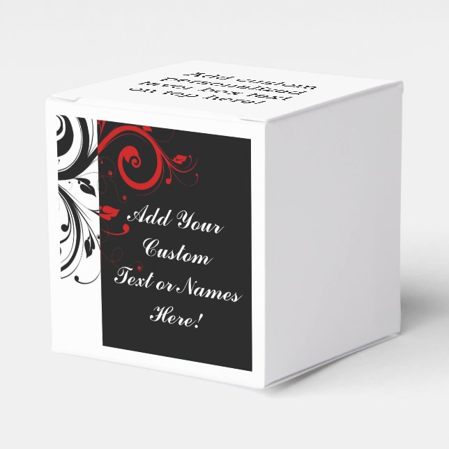 Black White Red Reverse Swirl Personalised Favour Box (Front Side)