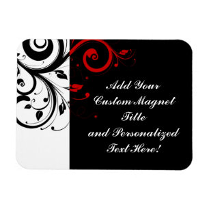 Black White Red Reverse Swirl Personalised Magnet