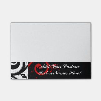 Black White Red Reverse Swirl Personalised Post-it Notes