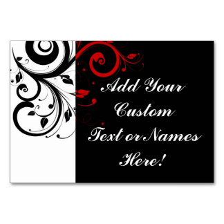 Black White Red Reverse Swirl Personalised Table Number