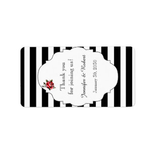 Black White Red Rose Wedding Lip Balm Label
