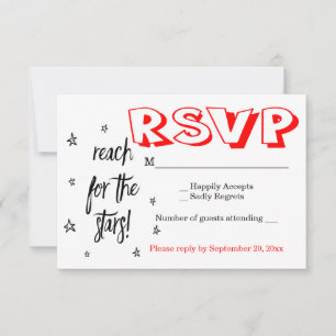 Black White & Red RSVP Wedding Motivational Dreams Card