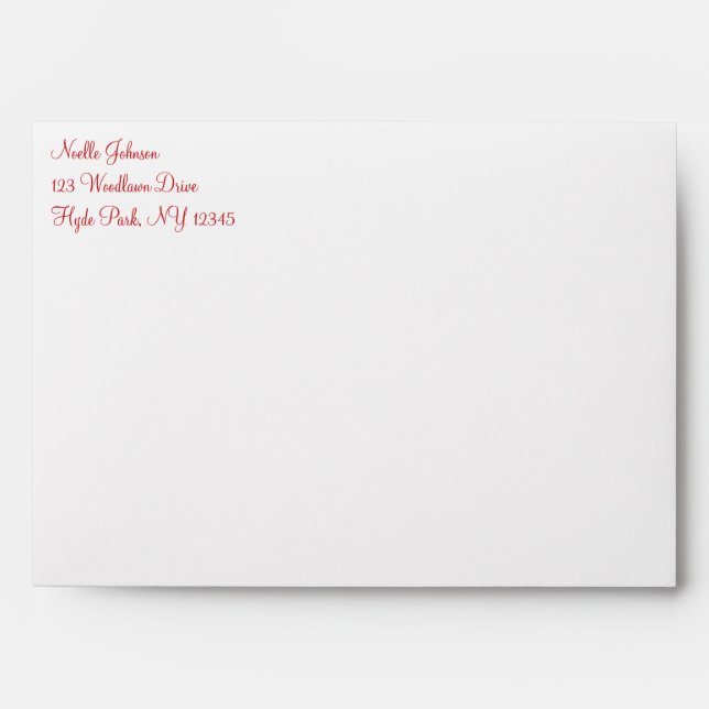 Black, White, Red Snowflakes A7 Envelope for 5x7's (Front)