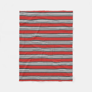 Black White Red Stripes Cool Simple Patterns Fleece Blanket