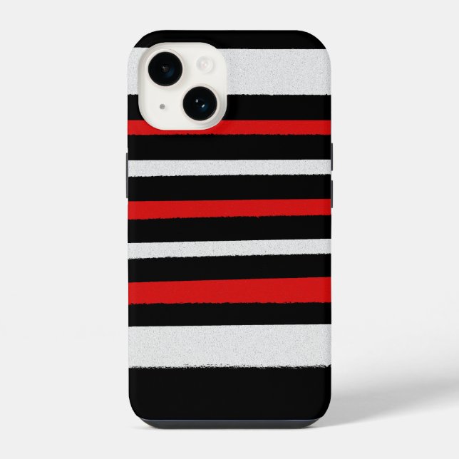 Black White Red Stripes Cool Simple Patterns iPhone Case (Back)