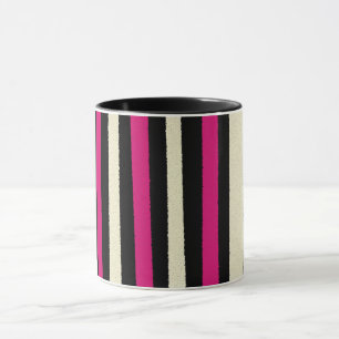 Black White Red Stripes Cool Simple Patterns Mug