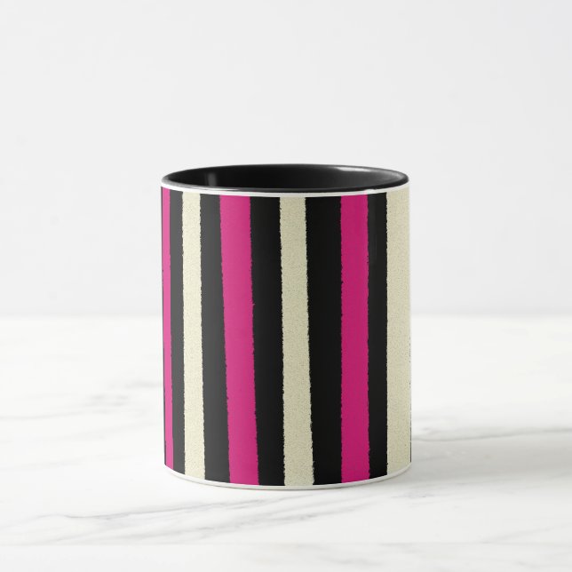 Black White Red Stripes Cool Simple Patterns Mug (Center)