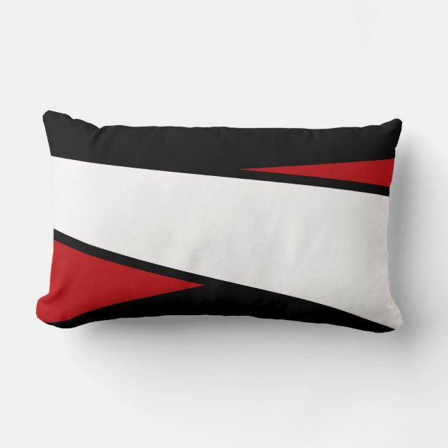 Black, White, Red Stripes Design, Lumbar Pillow (Front)