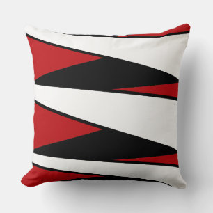 Black, White, Red Stripes Design on Throw Pillow