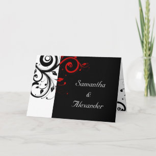 Black+White Red Swirl Folded Wedding Invitation