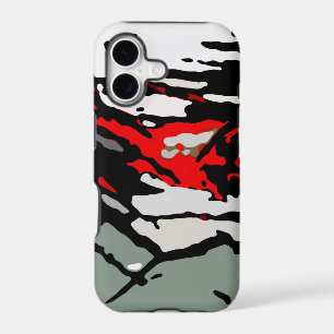 Black White Red Turquoise Pattern