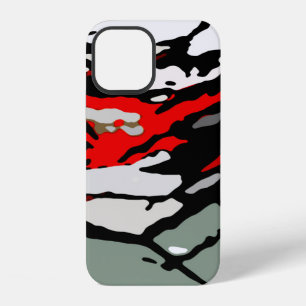 Black White Red Turquoise Pattern iPhone 12 Case