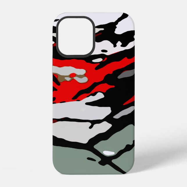 Black White Red Turquoise Pattern iPhone Case (Back)