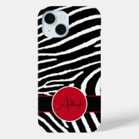 Black, White, Red Zebra Print