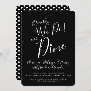 Black white rehearsal dinner before we do invites