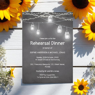 Black White Rehearsal Dinner Chalkboard Invitation