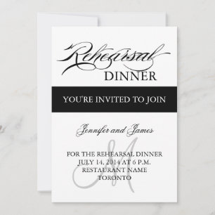 Black White Rehearsal Dinner Invitation
