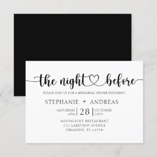 Black & White Rehearsal Dinner Wedding Invitation