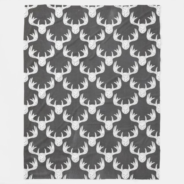 Black/White Reindeer Fleece Blanket (Front)