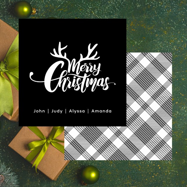 Black & White Reindeer Merry Christmas Holiday Card (Creator Uploaded)