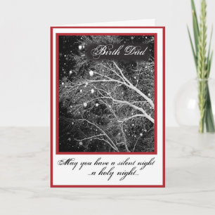 Black & White Religious Christmas Silent Night, Ho Holiday Card
