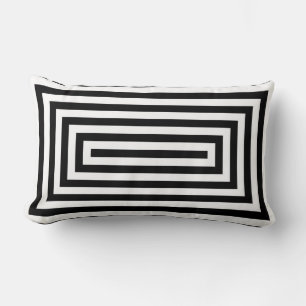 Black & White Repeating Rectangles Throw Pillow